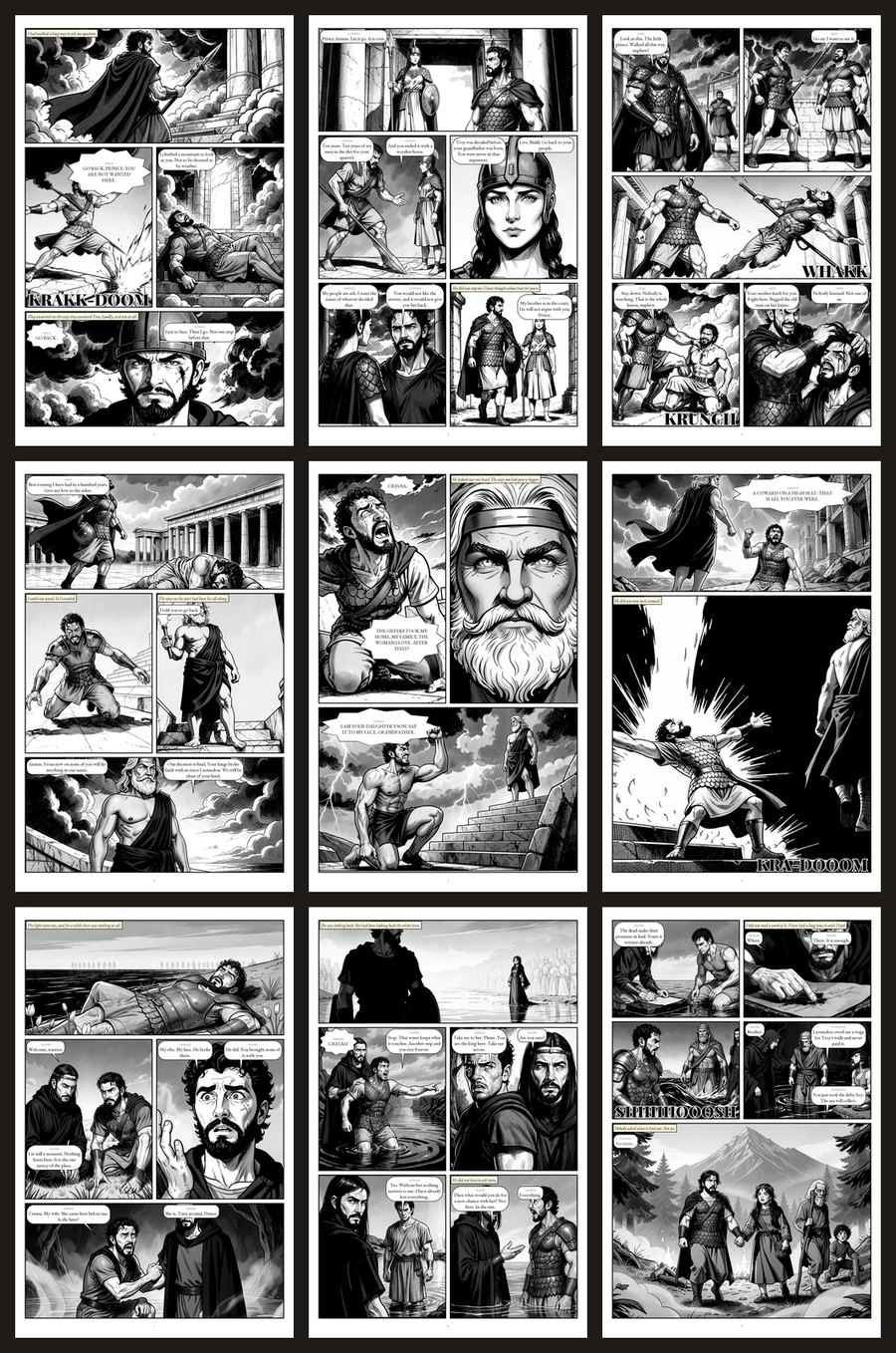 Nine pages, lettered